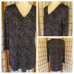Land’s End Black & White Stretch Tunic Top SZ M 10-12